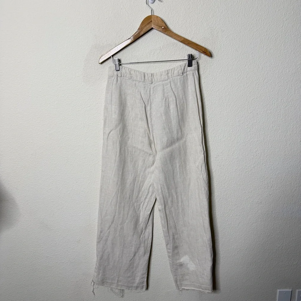 Reformation Beck Linen Pants Wide Leg Raw‎ Hem Women’s Size 8